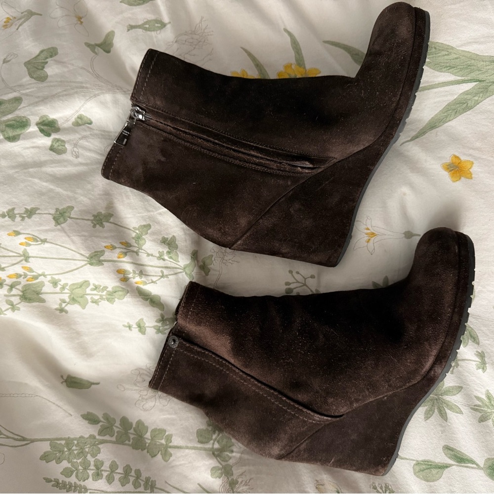 PRADA Brown Suede Wedge Boot - Picture 2 of 5